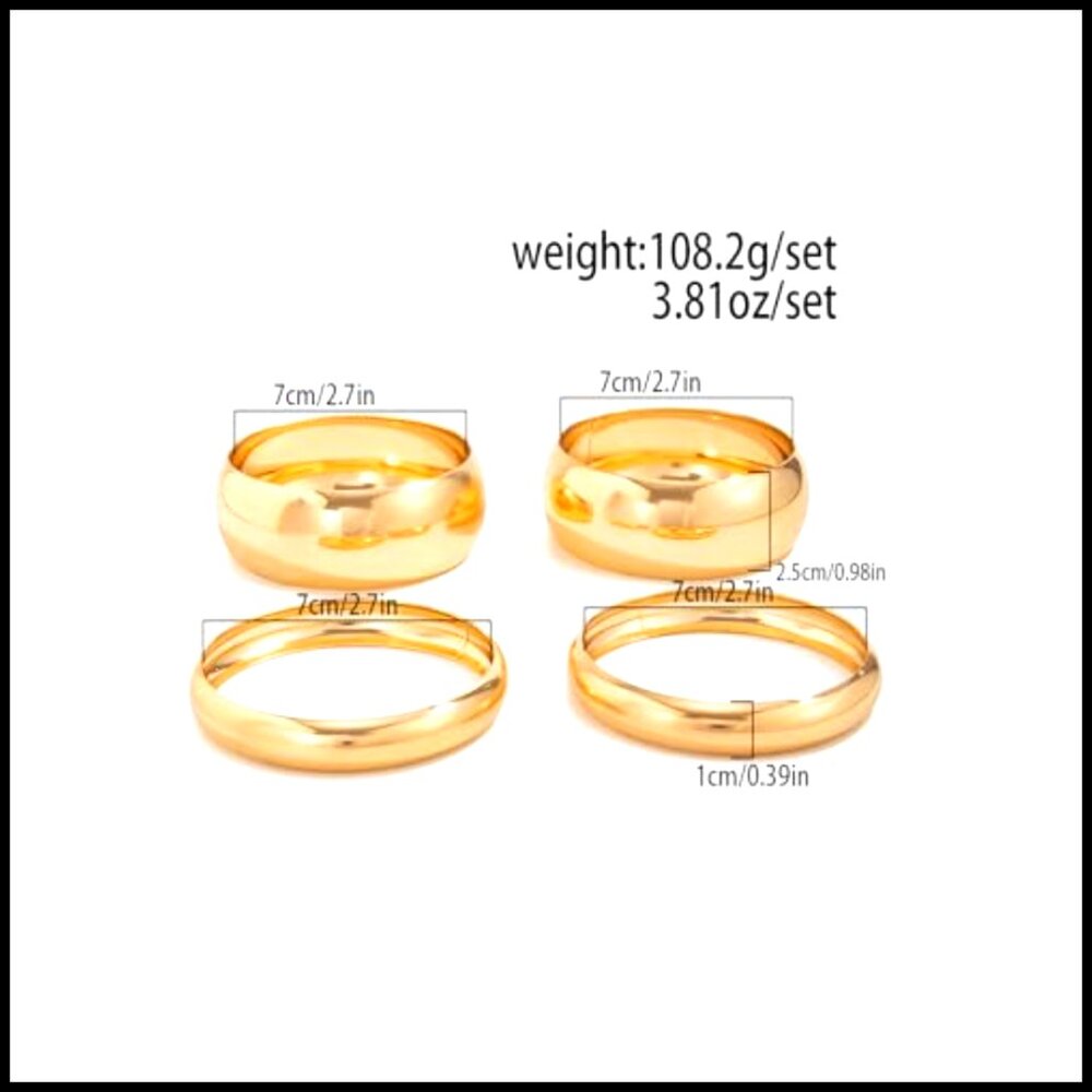 Chunky Bangle Bracelets Set Stackable Wide Cuff M… - image 2